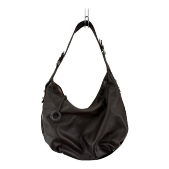 Brighton Handbags - Brighton Hobo Bag Womens Brown Leather Croc Trim Silver Hardware Good Condition